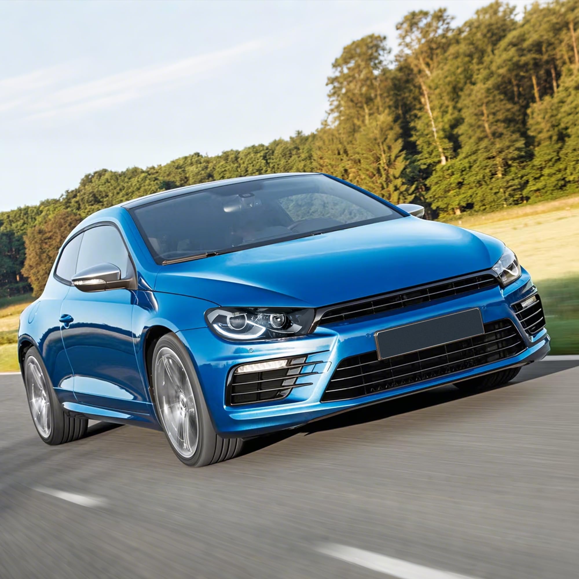 VLAND Fari per Scirocco 3 TSI TDI R 2009-2014 (alogeno/xeno/R), LED DRL, con display dinamico di avvio e indicatori di direzione sequenziali, 1 coppia