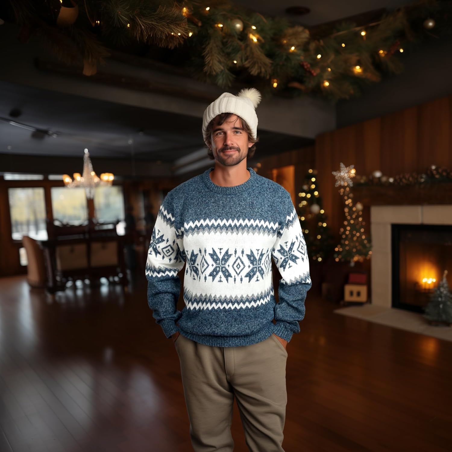 Mens Fleece Pullovers Sweaters Vintage Funny Aesthetic Sweater Ugly Christmas Jumper - Image 2