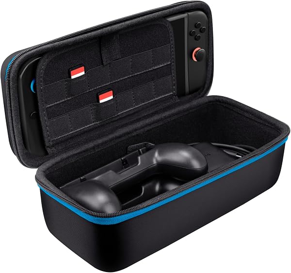 GXTrust 1252 XL Funda para Nintendo Switch 2, Carcasa Estuche Rigido de Transporte para Consola y Accesorios, Funda Protectora Dura, Bolsillo para 4 Joy-Cons y 12 Cartuchos de Juego, Negro - 5