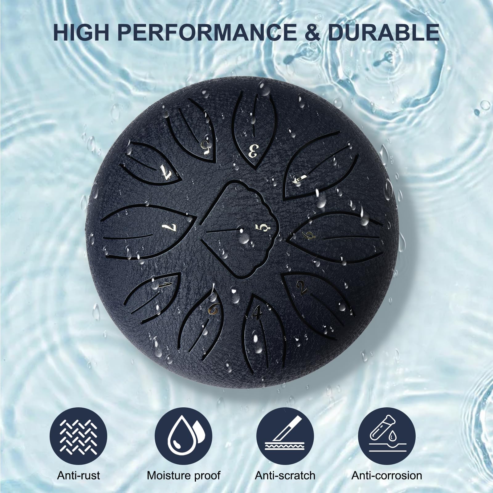 Steel Tongue Drum,Tamburo del Handpan,6 Pollici 11 Note Do Maggiore Accordato Tamburi in Acciaio,Strumento a Percussione Tamburo,con Bacchette per Tamburi Note Sticks per Yoga Sound Healing