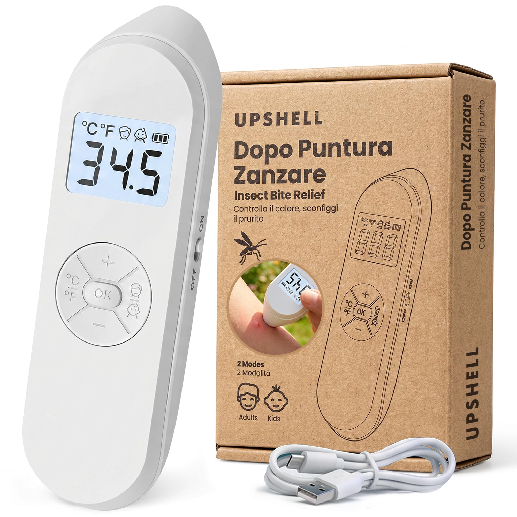 Dopo Puntura Zanzare Bambini e Adulti - Antipuntura Elettronico che Sollievo - Calore Regolabile 30-55°C, LCD