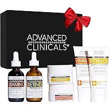 Advanced Clinicals Day-To-Night 6 Piece Skin Care Set Gift Box | (AM) Vitamin C + (PM) Retinol Face Serum, Under Eye Cream, &amp; Travel Size Body Cream | Anti Aging Skincare Set Gift For Women &amp; Men