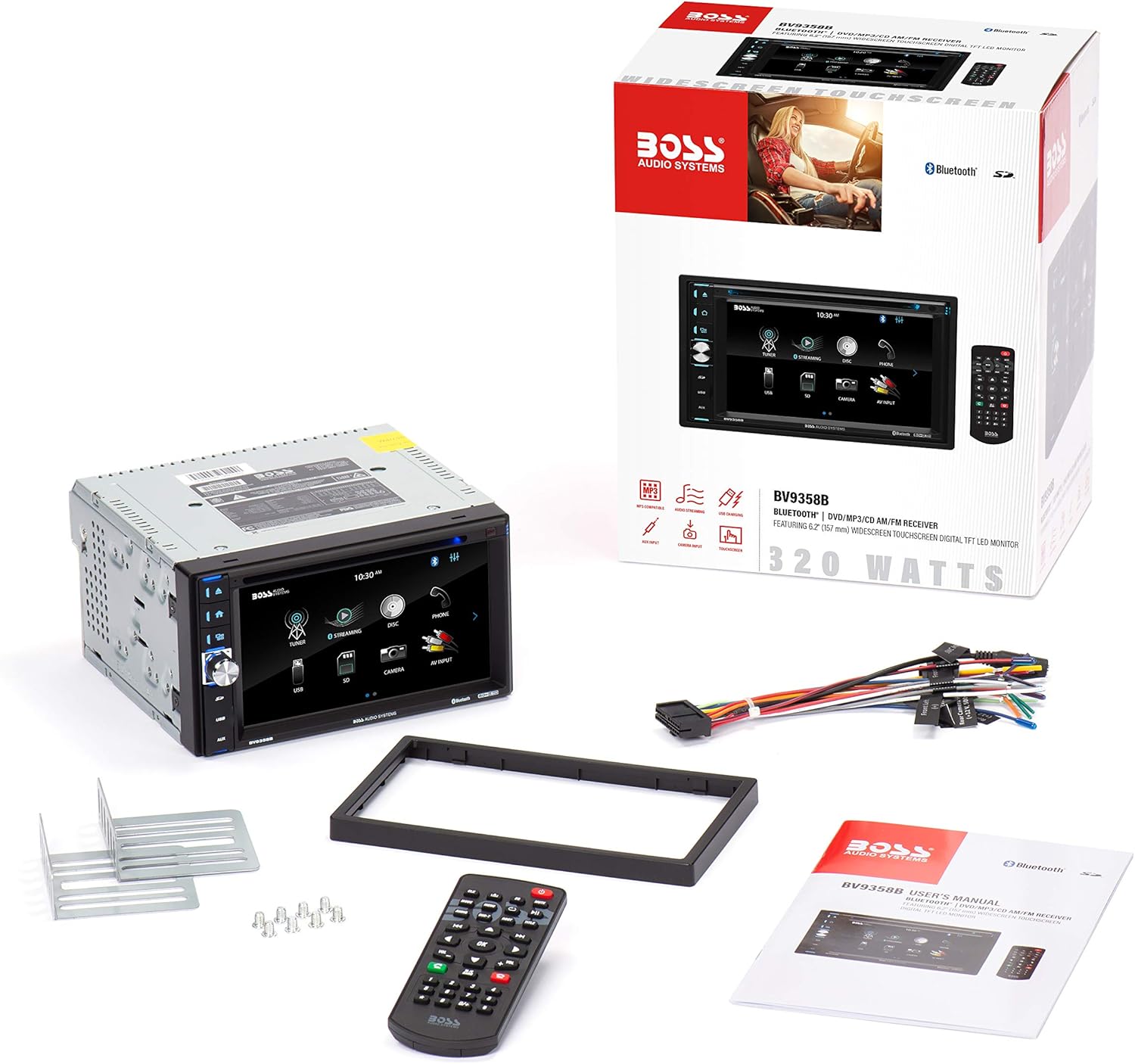 Bеѕt Cуbеr Mоndау 🔥 BOSS Audio Systems BV9358B Car DVD Player - Double Din, Bluetooth Audio and Calling, 6.2 Inch LCD Touchscreen Monitor, MP3 Player, CD, DVD, WMA, USB, SD, Auxiliary Input, AM FM Radio Receiver