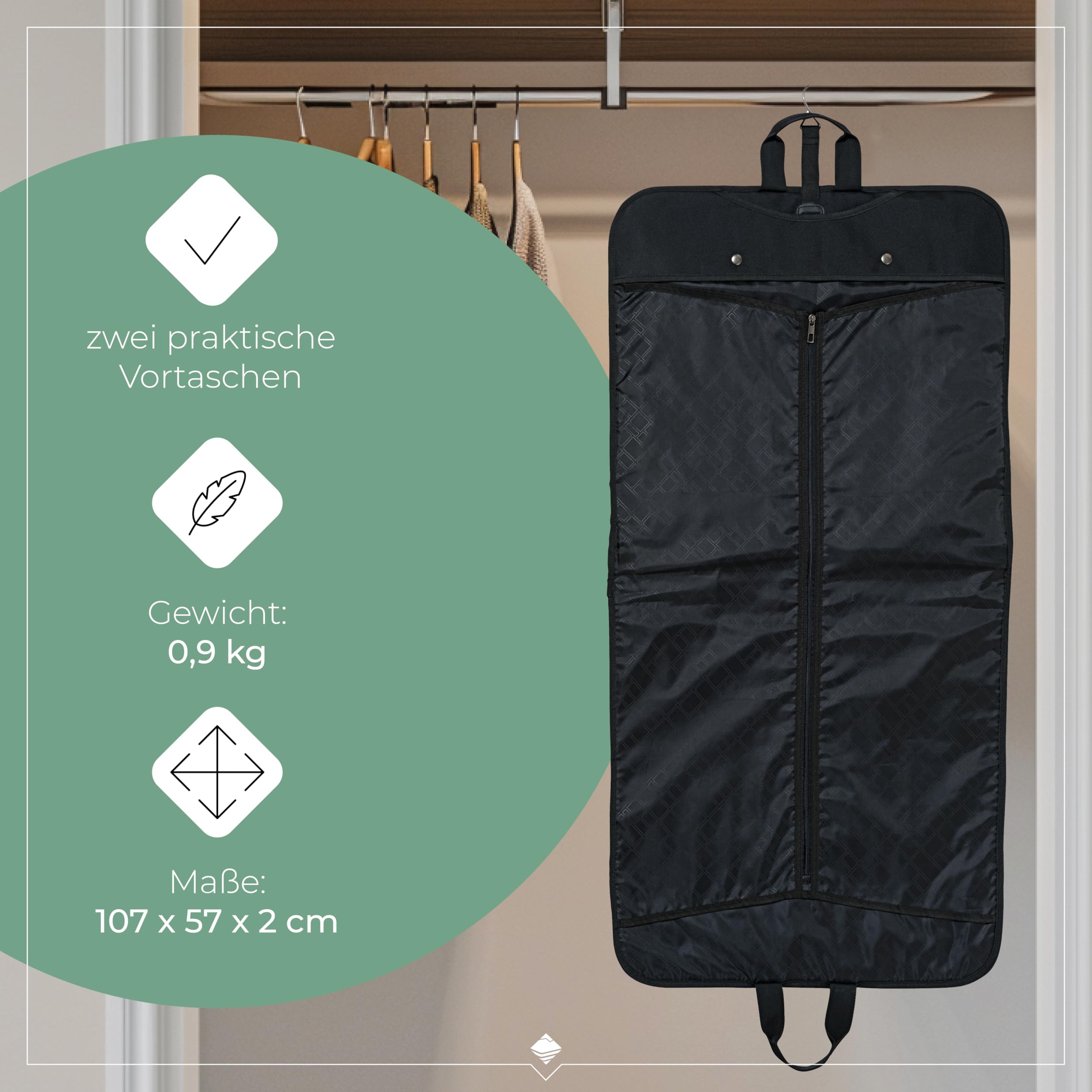 travelite Kleidertasche für Anzüge und Hemden, Gepäck Serie Mobile: Knitterfrei Reisen mit der Kleidersack Anzugtasche, 107 cm, 15 Liter