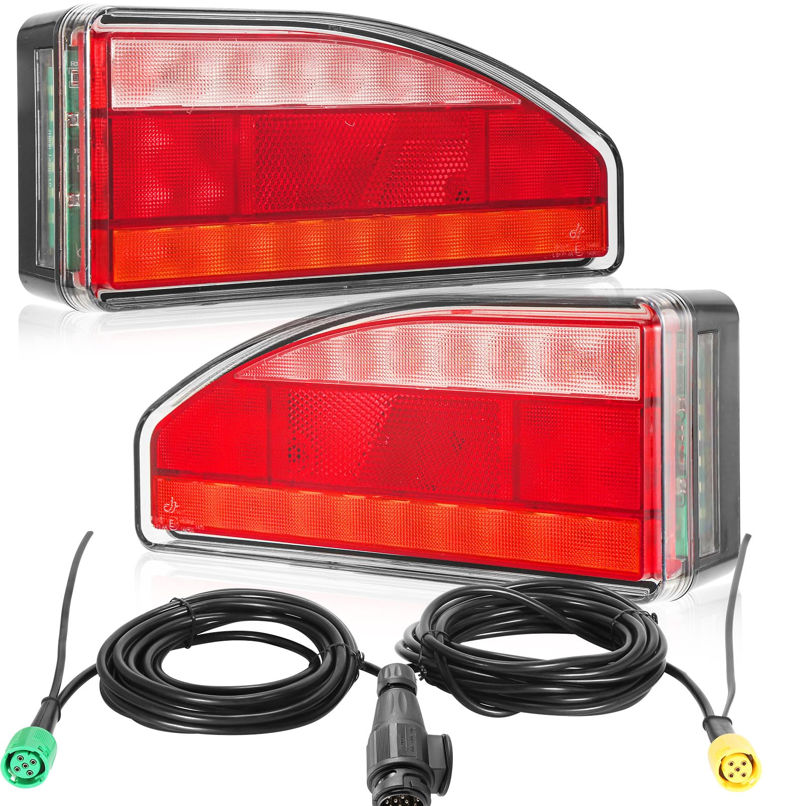 Pilotos Traseros Remolque 13pines LED 12/24V Homologados 7Funcione Luz Antiniebla/Piloto Marcha Atrás/Luces de Matrícula