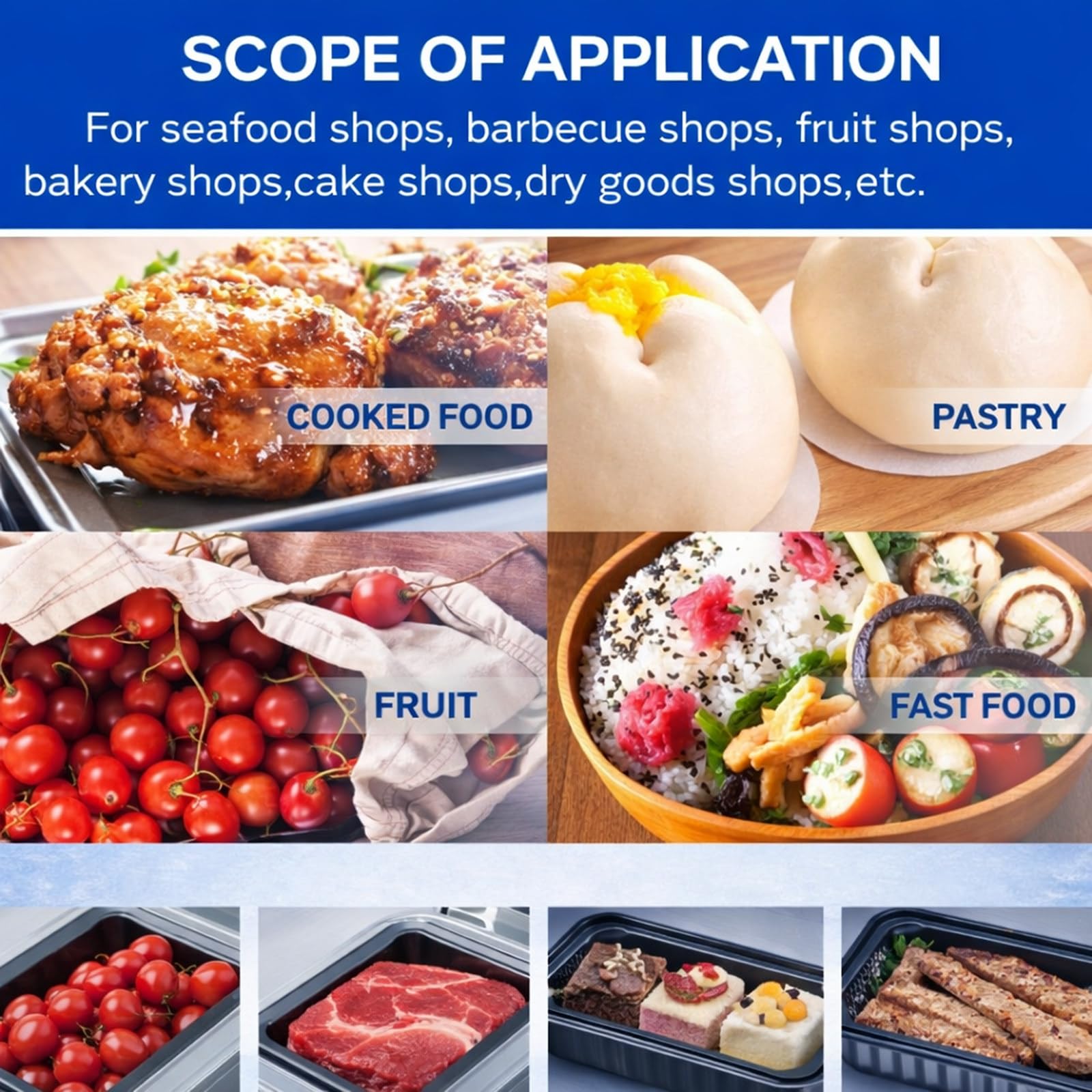 Macchina di sigillatura di calore del vassoio dell'alimento commerciale, Sigillante di imballaggio della preparazione dei pasti, Imballaggio alimentare da asporto, Attrezzatura durevole di sigillatura