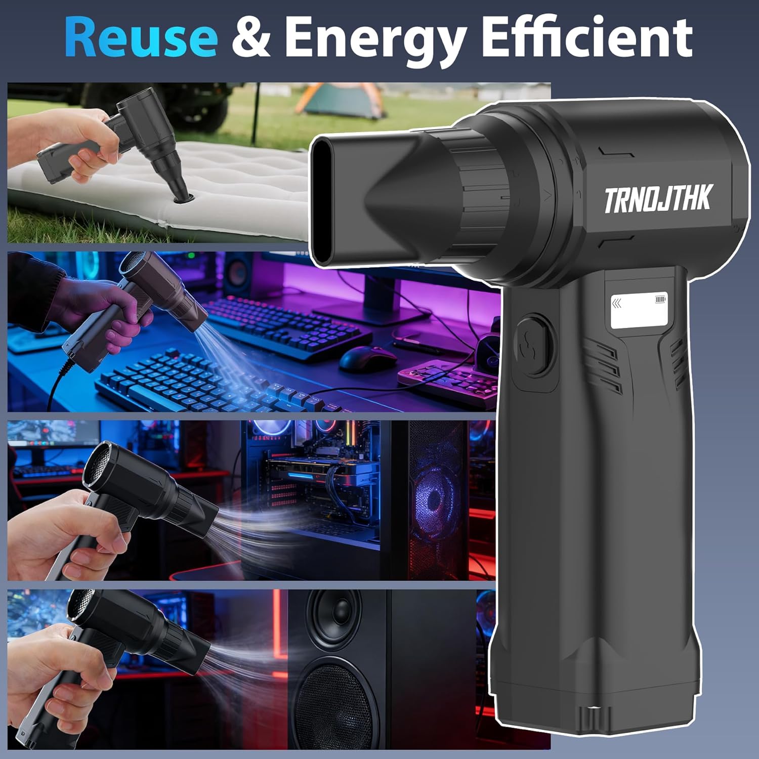Compressed Air Duster, 150000RPM Cordless Electric Air Blower & Vacuum with LED Light,4-Speed Adjustable & Rechargeable air Blower – air can Duster for Computer,Keyboard,Car, Outdoor, Air Bed