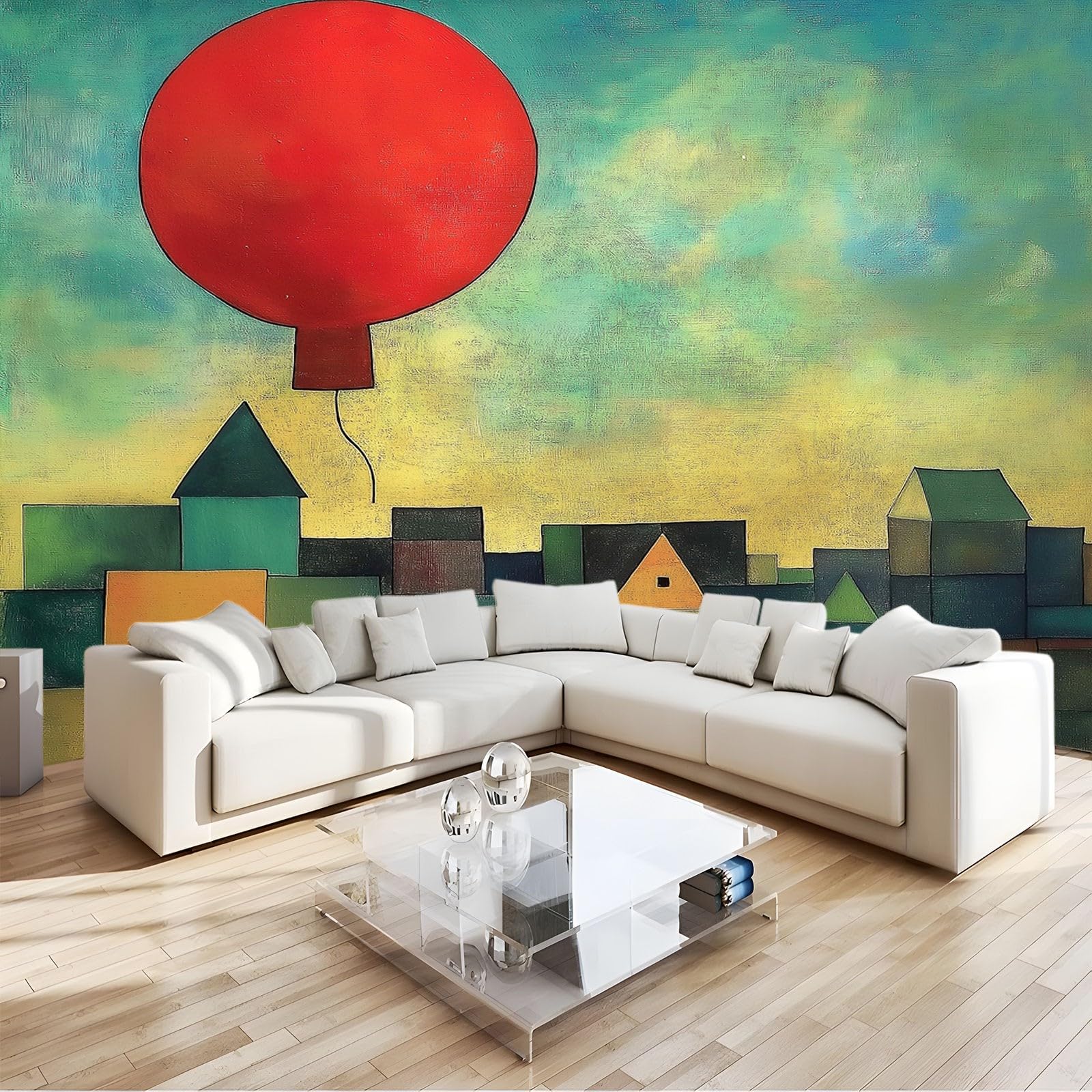 Tapeta Abstrakcyjna Balony Architektura Czerwony Zielony 250X175Cm(Wxh) Fototapety 3D Tapety Tapety Włóknina Dekoracja ścienna Nowoczesne Fototapety