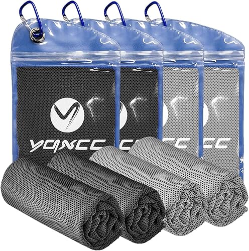 YQXCC Paquete de 4 toallas refrescantes 40 x 12 pulgadas Frescas para cuello y cara Microfibra suave transpirable para yoga, deporte, golf,