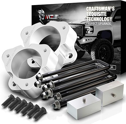 MZS Kit de nivelación espaciadores de puntal delantero de 3 pulgadas + bloques de elevación traseros de 2 pulgadas en U compatibles con Tundra 2WD