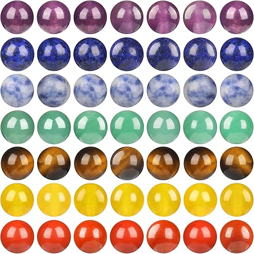 Cuentas de piedra natural de 7 chakras de 0.236in, 100 cuentas redondas de cristal sueltas multicolor mezclado con cordón elástico de cristal para
