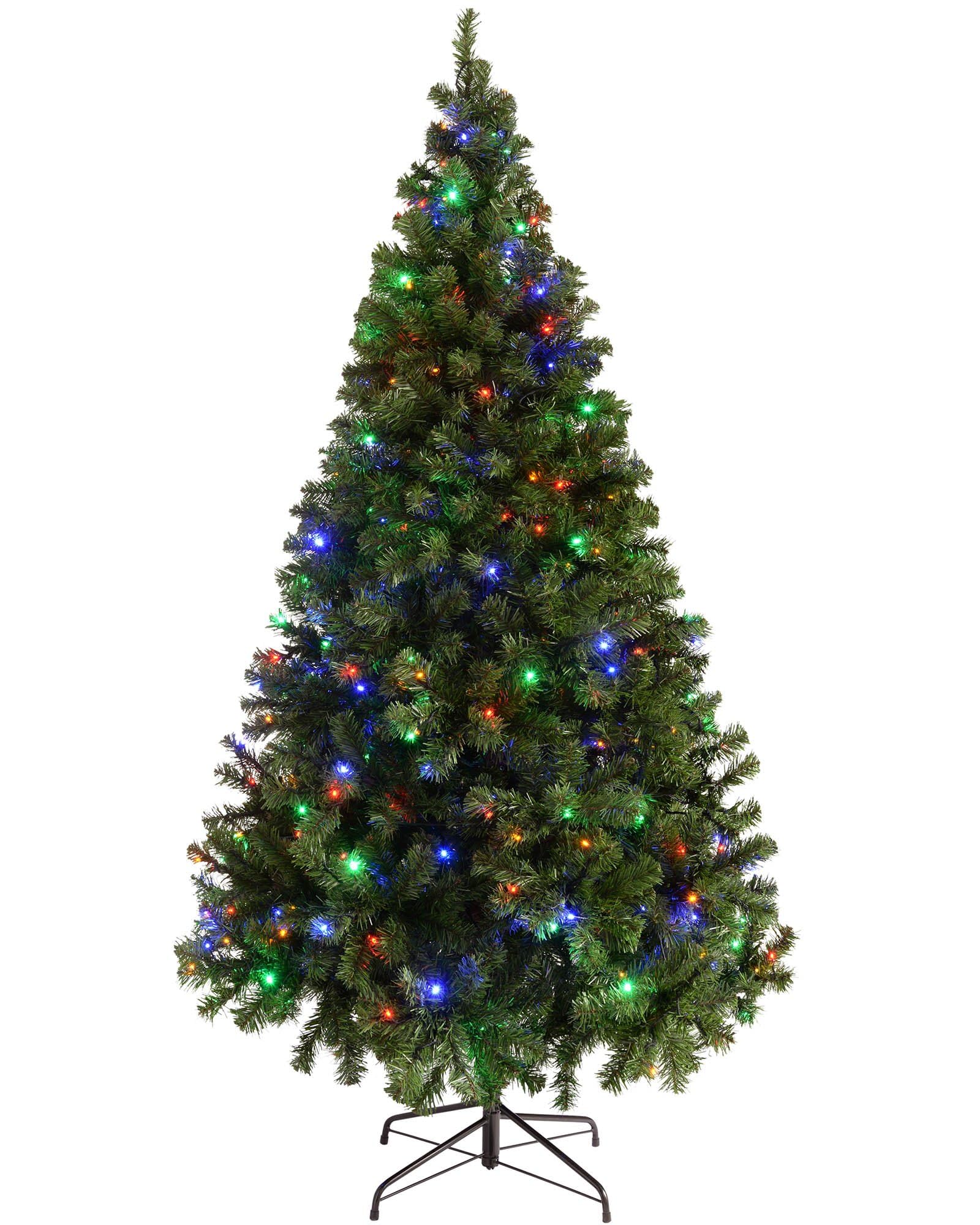 WeRChristmas Pre-Lit Spruce Multi-Function Christmas Tree, 1.8 m - 6 feet with 200-LED, Multi-Colour