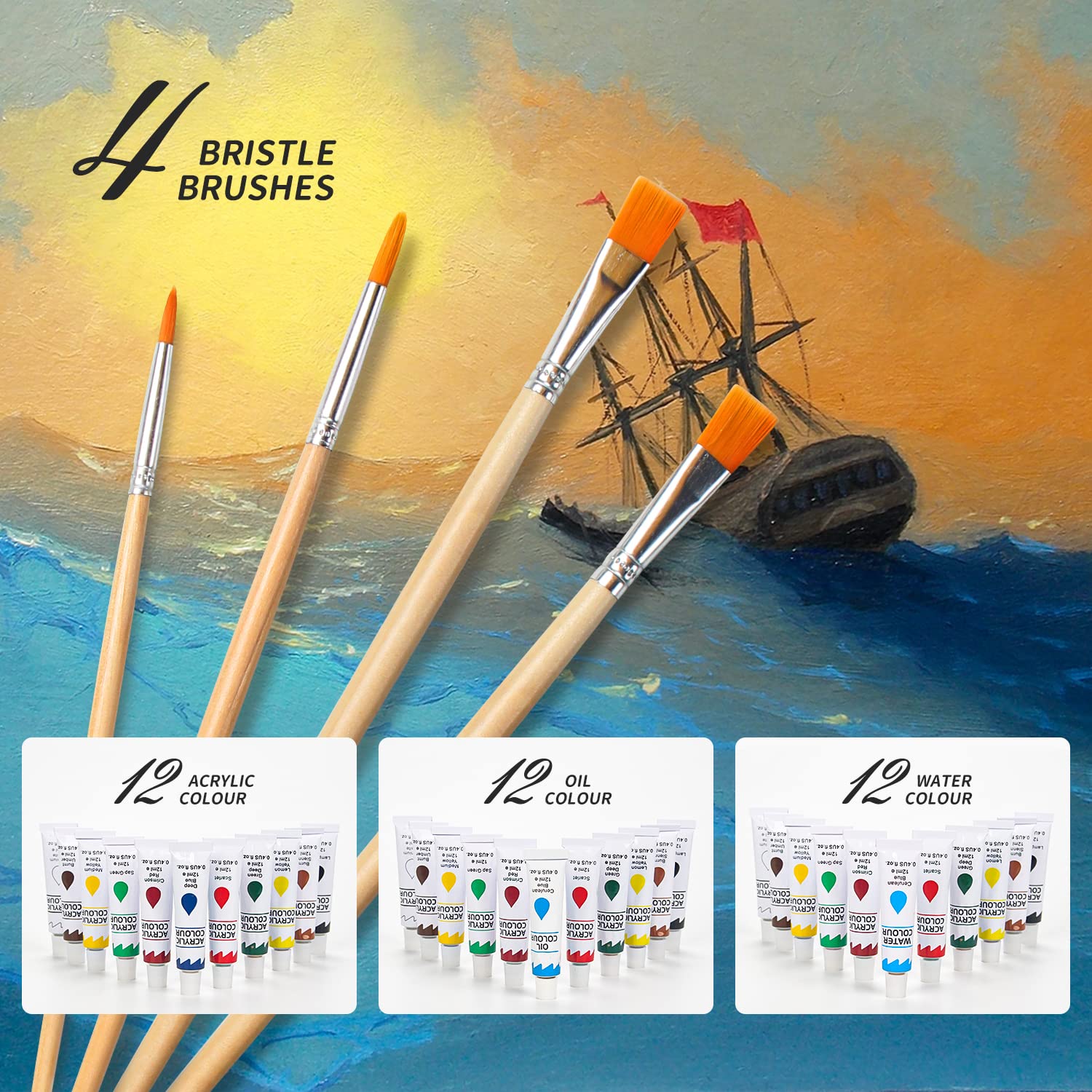MIAOKE 174 PCS Set Pittura e Disegno, Deluxe Mega Scatola in Legno, matite Colorate per Bambini, Colori ad Acquerello, pastelli, matite HB, Torte ad Acquerello, Pennello, Blocco da Disegno