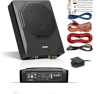 Sound Storm Laboratories US8K 8 Inch Under Seat Powered Car Audio Subwoofer - 800 Watts Max, Low Profile, Built in Amplifier, for Truck, Boxes and Enclosures, Remote Subwoofer Control