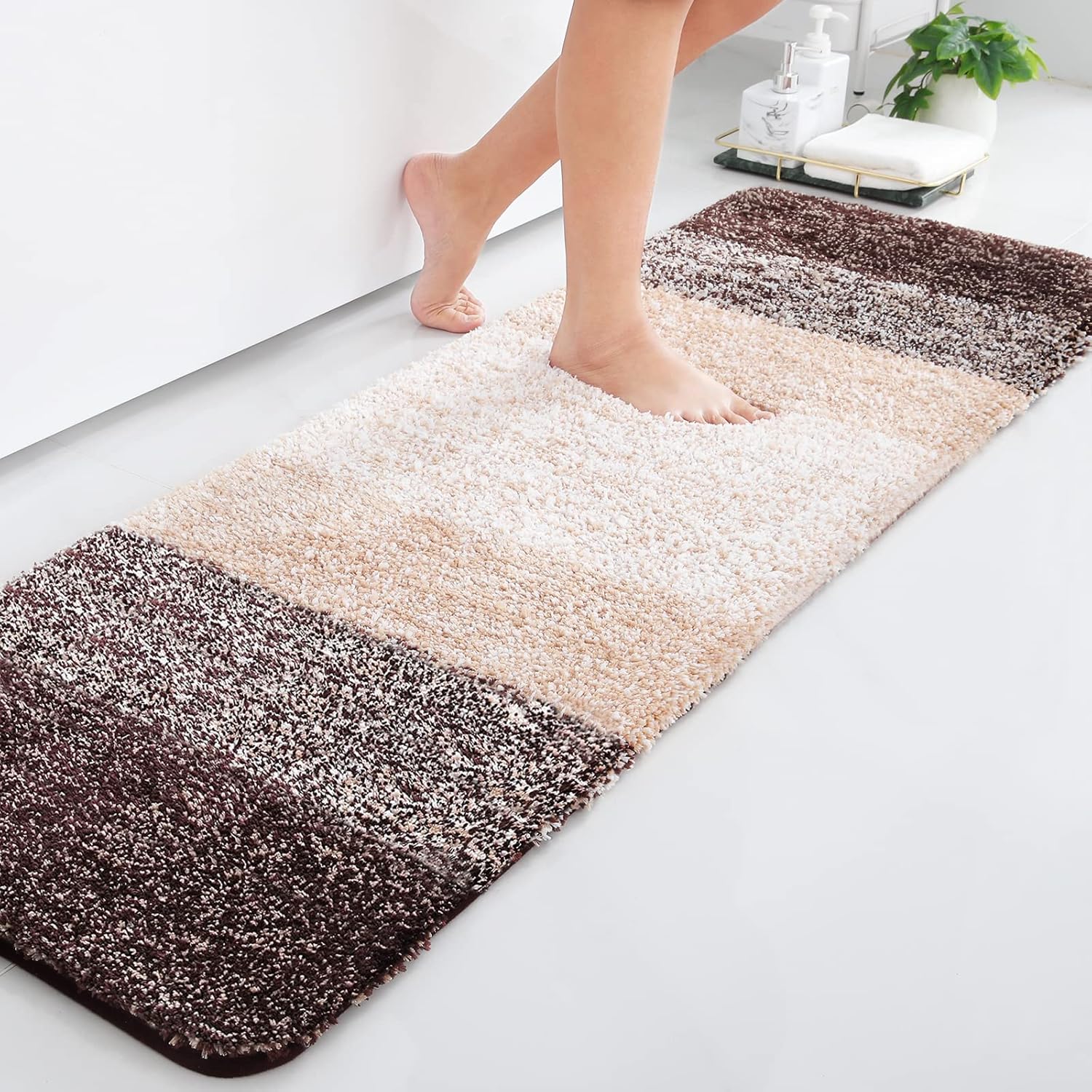 Arotive Microfiber Bathroom Rugs, Shaggy Soft and Absorbent