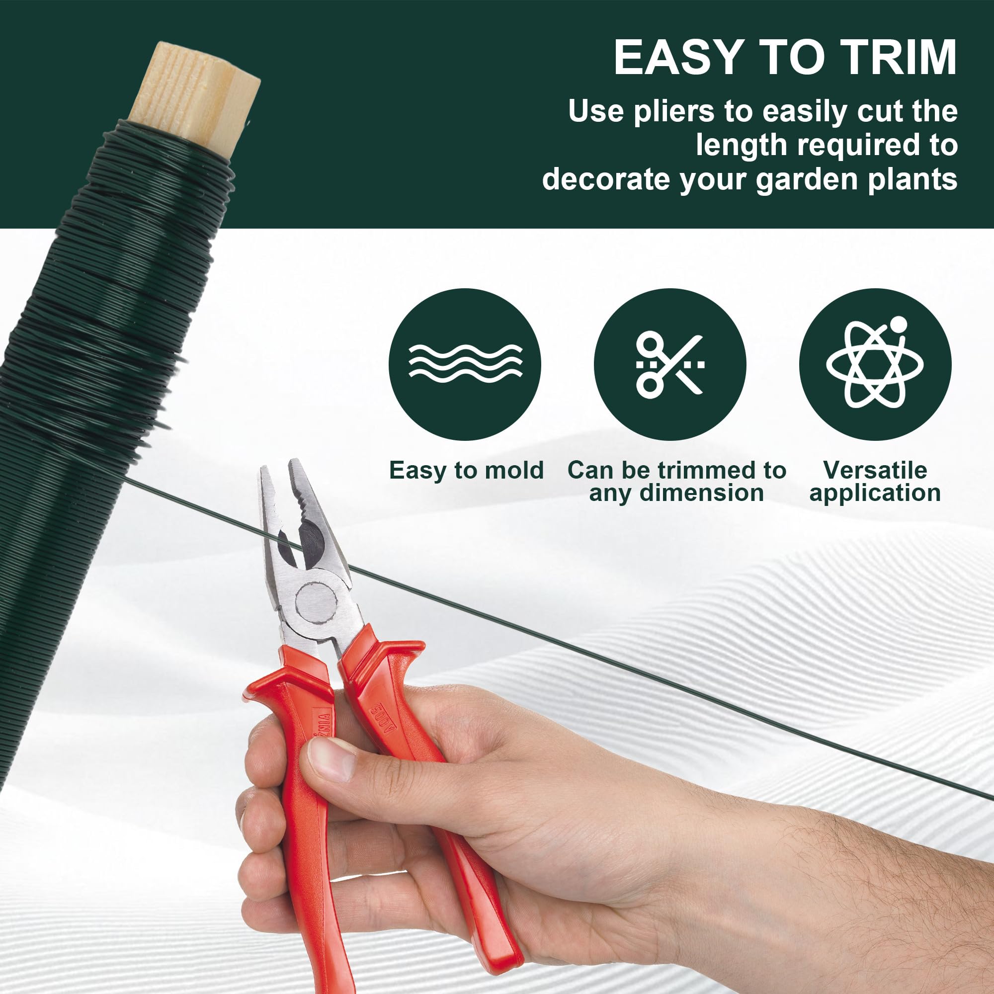 8 Pezzi Filo di Ferro Modellabile, 0,65 mm, Filo per Avvolgere Fiori, Fil di Ferro Fioristica, Filo per Legare Verde Avvolto su Un Bastoncino di Legno, per Giardino, Casa, Ufficio