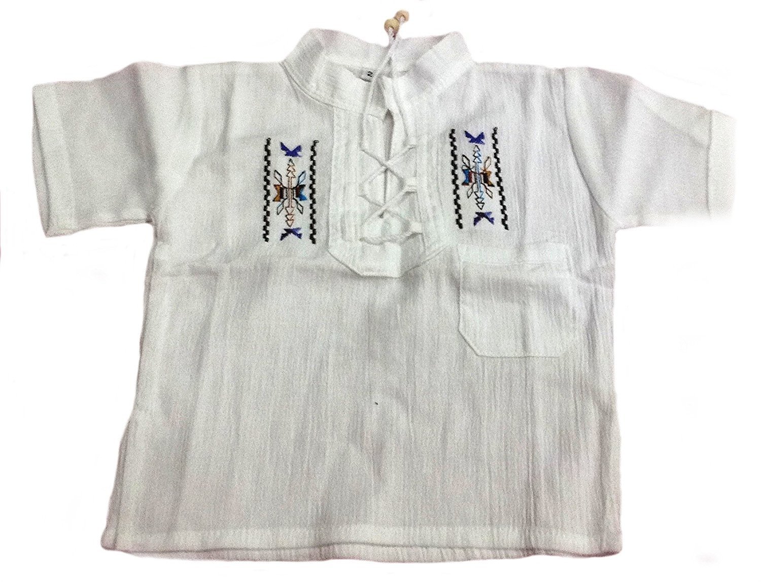 Baby Unisex Sommer Shirt Trachtenhemd Trachtenbluse Bestickt 100% Pima Baumwolle ökologische Baumwolle Biobaumwolle 0-2 Jahre (80, blau Bestickt)