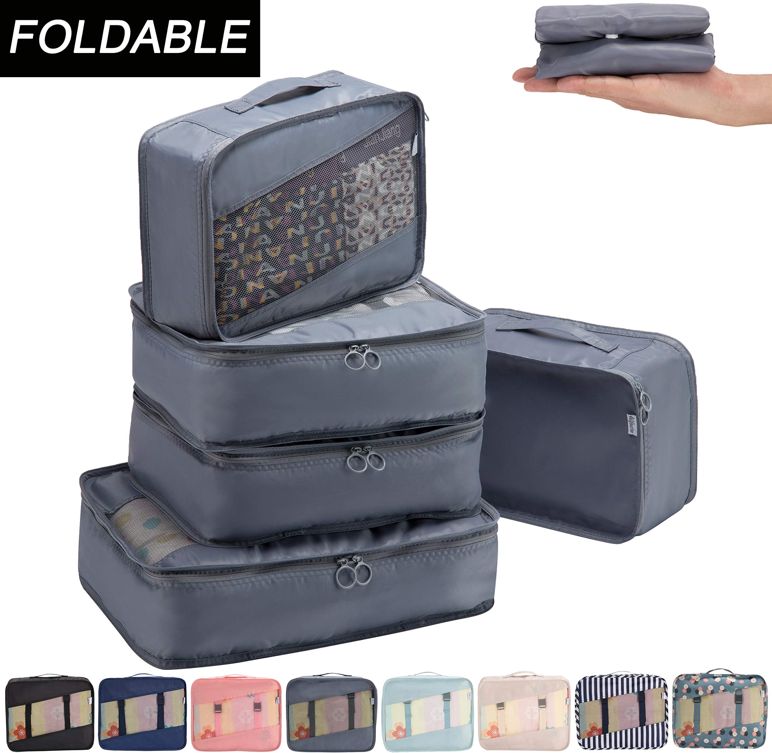 Allfourior Travel Packing Cubes -5 Set Compression Package Luggage Organizer