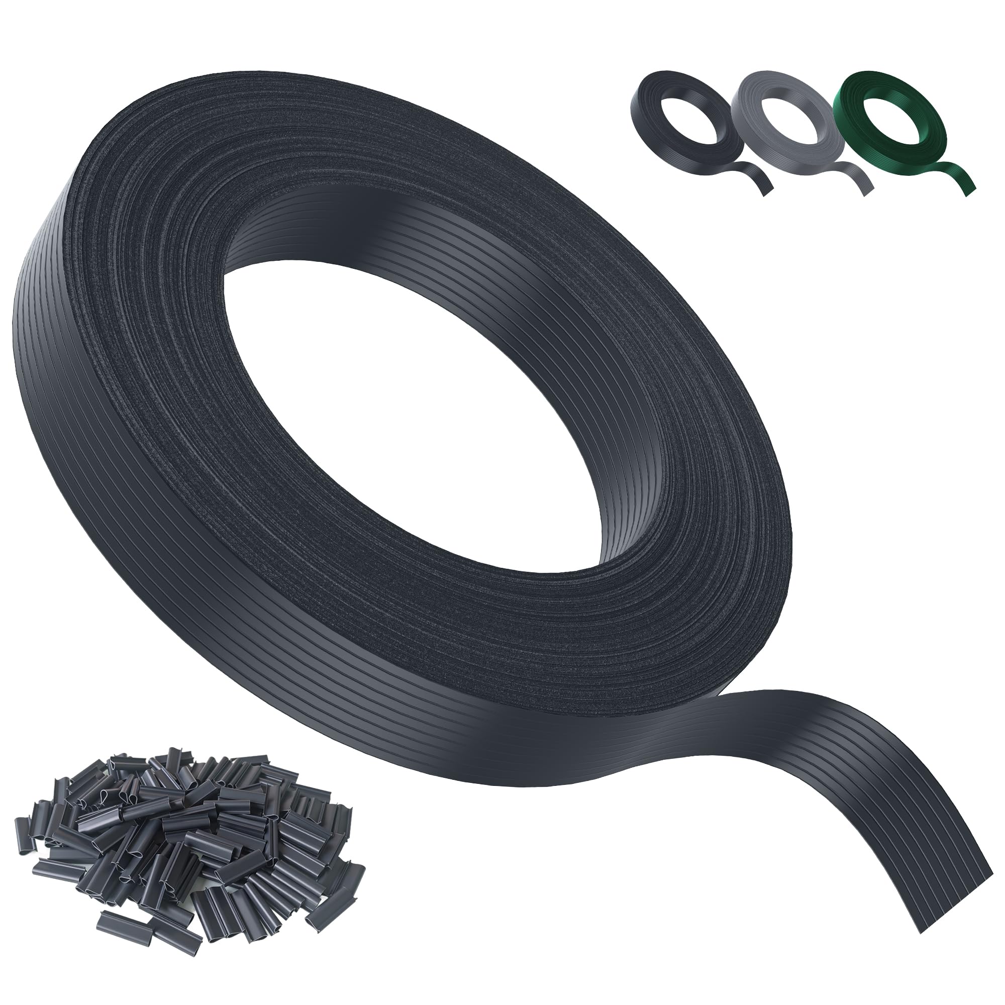 Kit Lamelles Occultantes PVC 4,7cmx75m - Bande Brise Vue Jardin Souple et Résistante avec 150 Clips - Installation Horizontale ou Verticale pour Panneau Grillagé et Clôture Rigide Anthracite -RAL7016