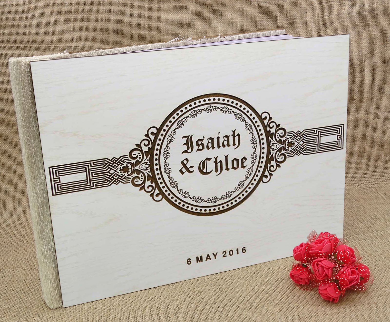 Darling Souvenir Handgemachte Personalisierte Hochzeit Gästebuch Rustikales Holz gravierte Bride & Groom Beratung Gästebuch