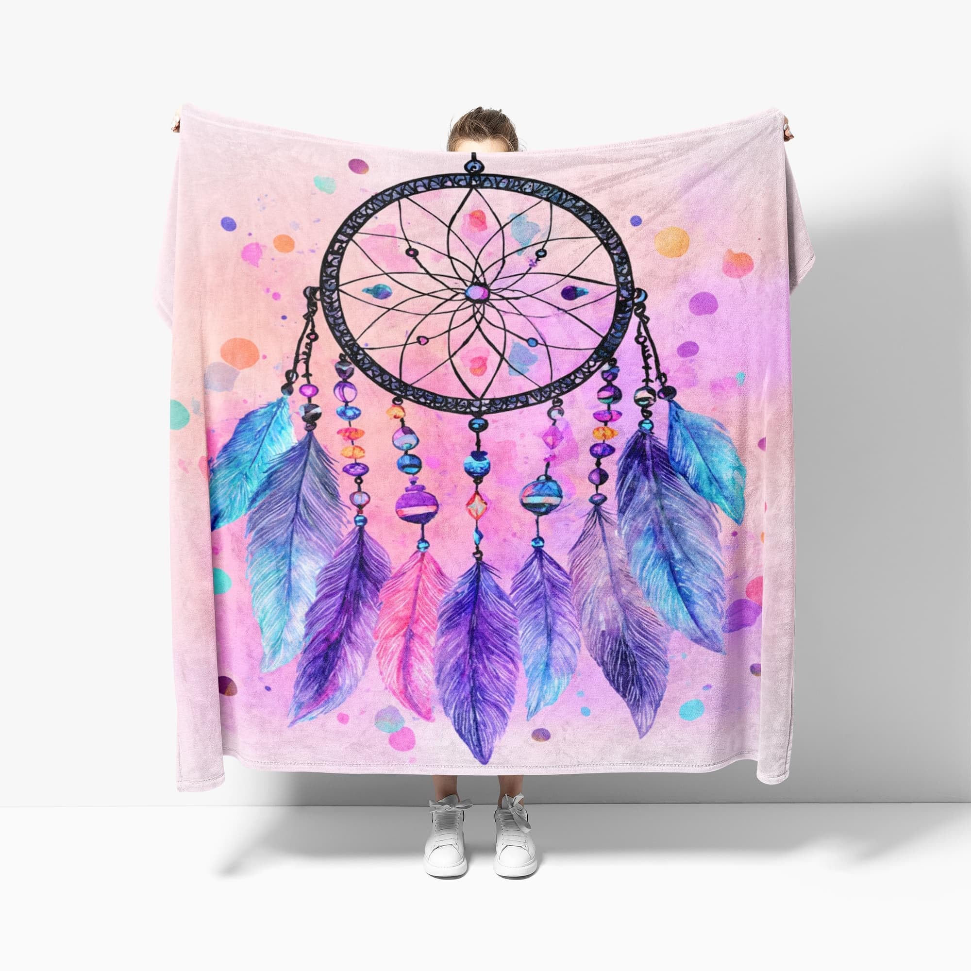 Kuscheldecke Flauschig Weiche Flanell Fleecedecke XXL 180x220 cm - Fantasie TraumfäNger Muster Wohndecke Warm Sommerdecke Sofadecke, Lila Tagesdecke für Erwachsene Kinder Schlafzimmer