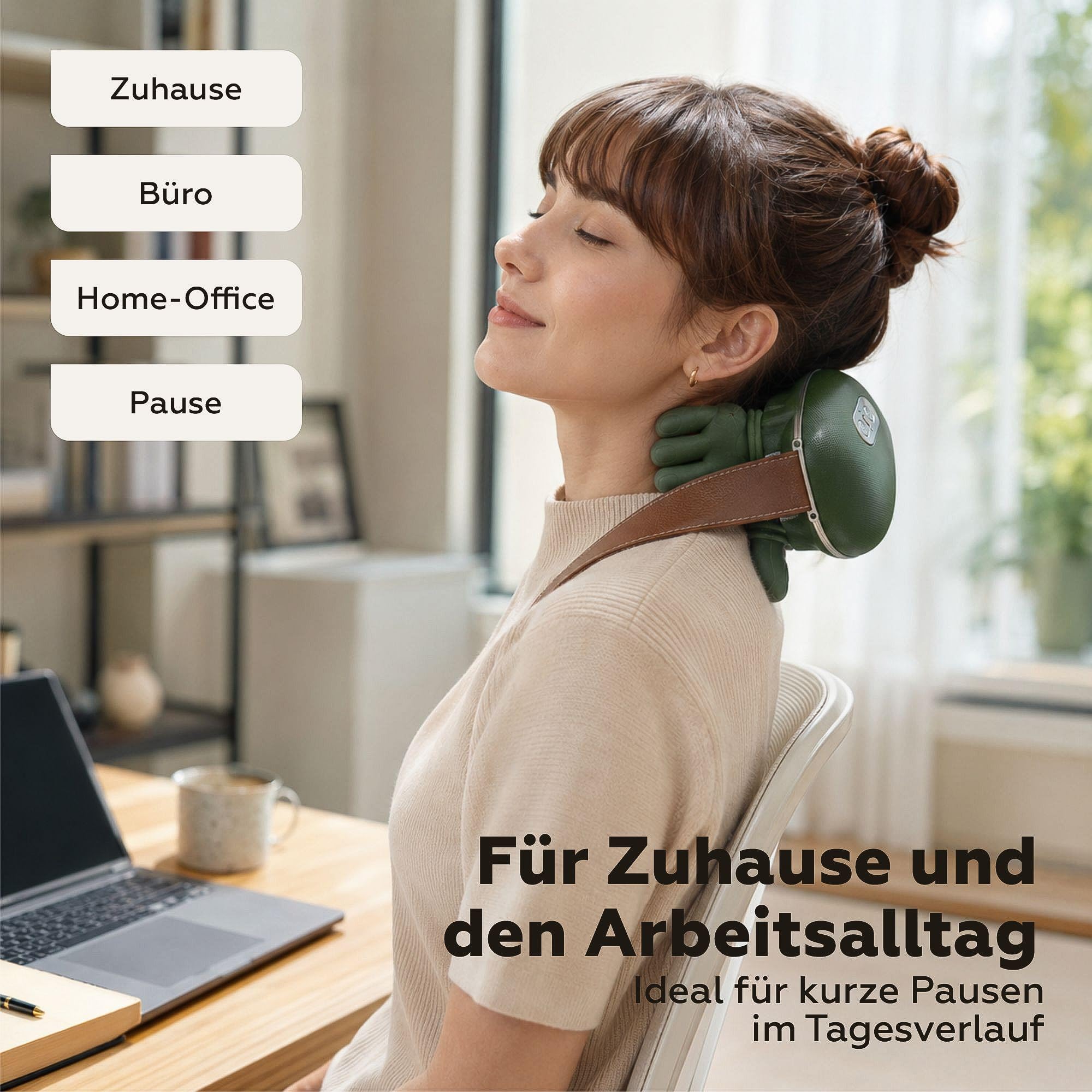 Nackenmassagegerät mit Wärme, 4D-Knetmassage, 3 Intensitäten, 2 Heizstufen, kabelloses Massagegerät für Nacken und Schultern