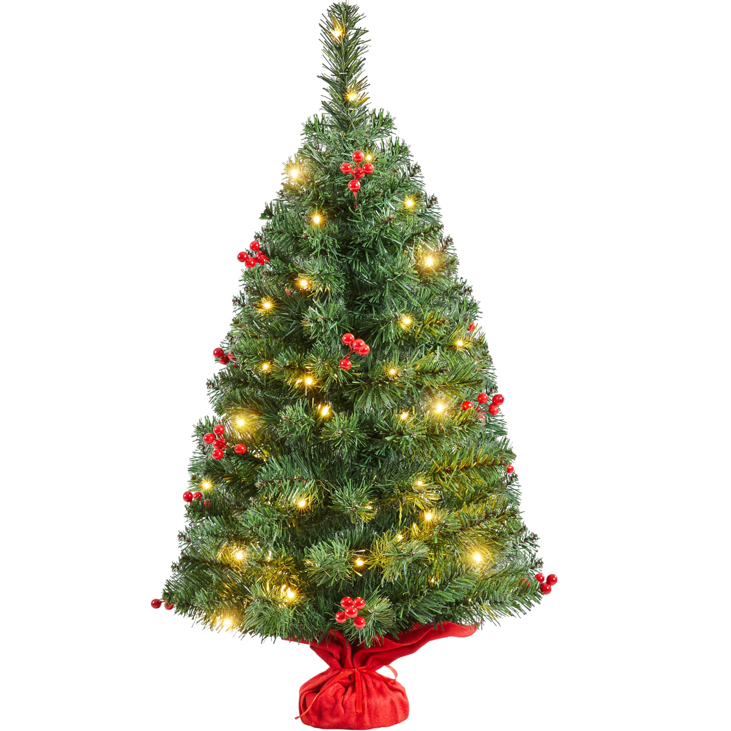Yaheetech 90cm Mini Árboles de Navidad Artificiales de 96 Ramas, con LED