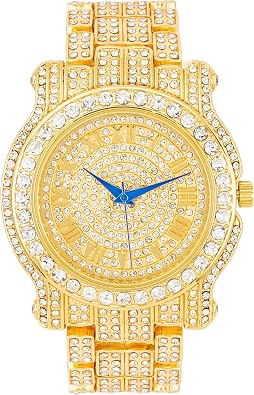 Charles Raymond Bling-ed Out Ultimate Hip Hop Royalty Mens Watch w/Easy Reader Roman Numeral or Iced Out Diamond Time Indicators - Bright Colored Dials - L0504