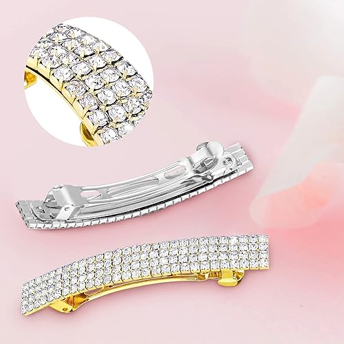 Miniatura 3 de 8 pinzas para el cabello con diamantes de imitación de cristal para novia, pasadores pequeños de semicírculo plateado, pasadores de metal brillante,