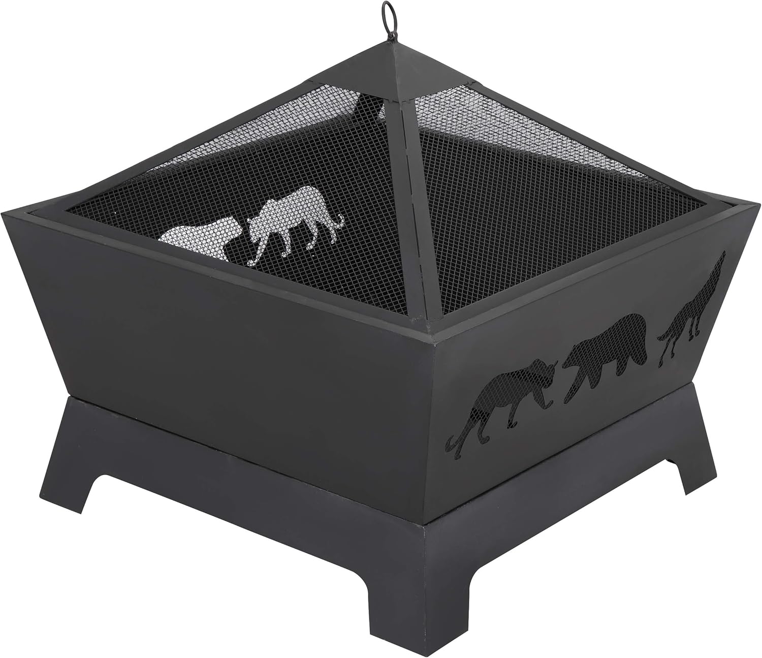 HANGKAI 26" Extra Deep Fire Pit Backyard Patio Garden Stove Wood Burning Fireplace w/Long Fire Poker,Mesh Lid,Rain Cover