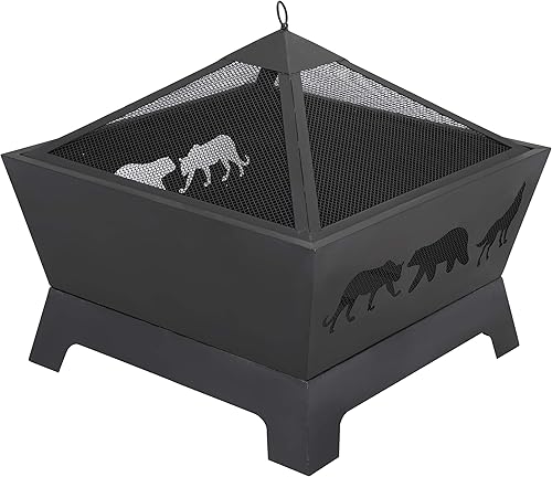 Miniatura 4 de HANGKAI Chimenea de leña extra profunda de 26 pulgadas, para patio trasero, jardín, chimenea con póker largo para fuego, tapa de malla, cubierta