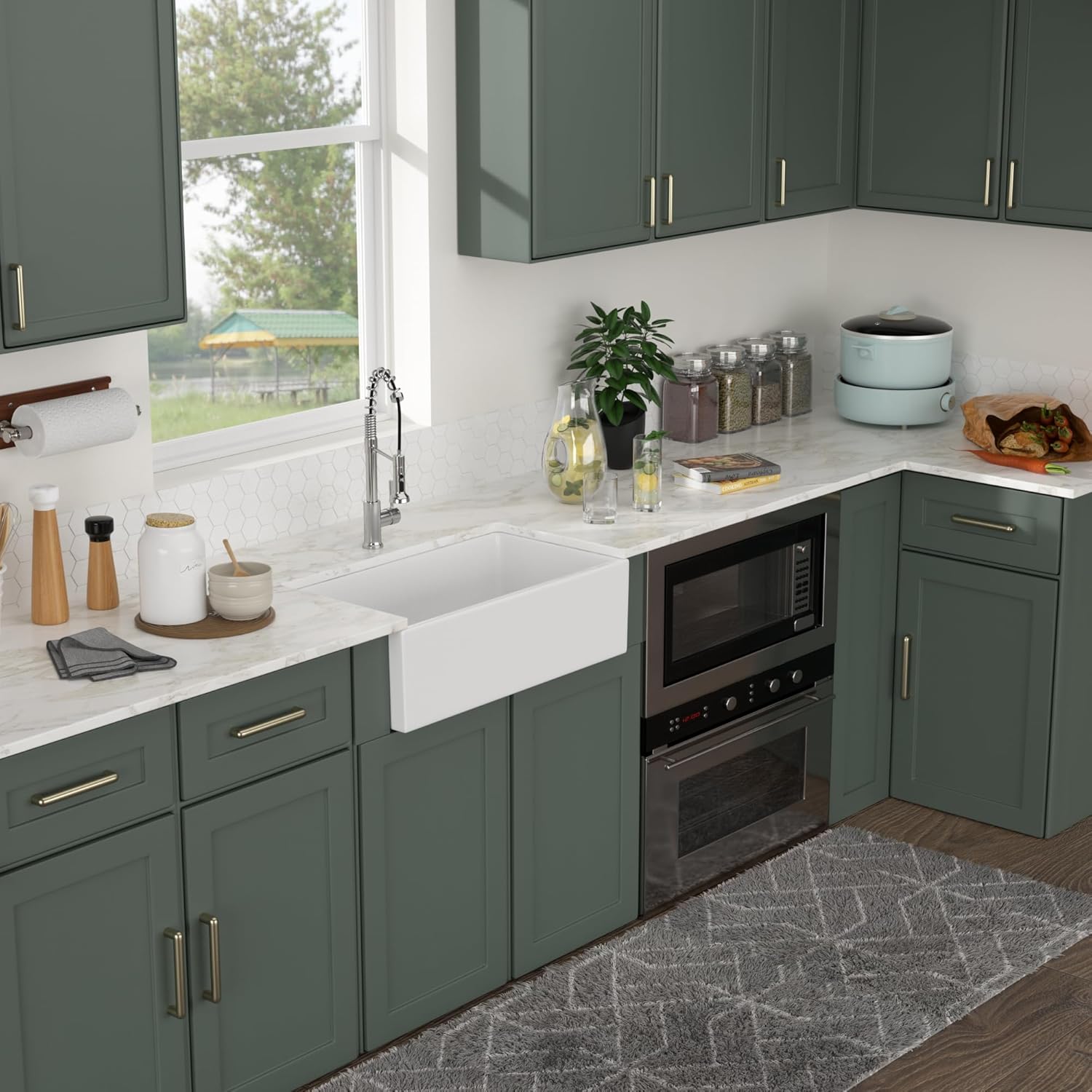 Logmey 36 Inch Farmhouse Sink 36x20 White Undermount Farm Kitchen Sinks Fireclay Ceramic Porcelain Sink Kitchen Sink Single Bowl Apron Front 36x20x9