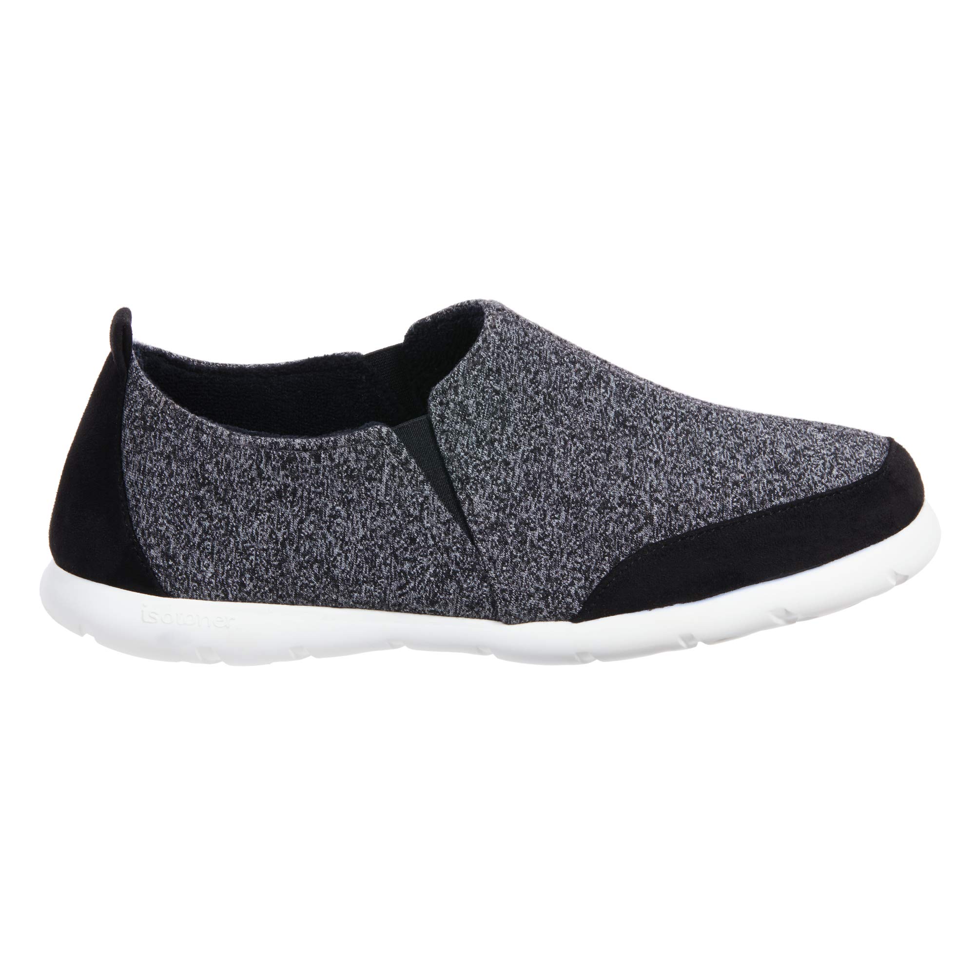 isotoner Zenz Men's Activate Heather Knit Close Back Slipper, Slip-On Shoe