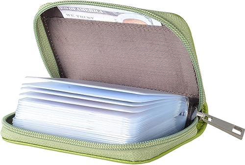 Easyoulife billetera para tarjetas de crédito de cuero auténtico con espacio para 26 tarjetas