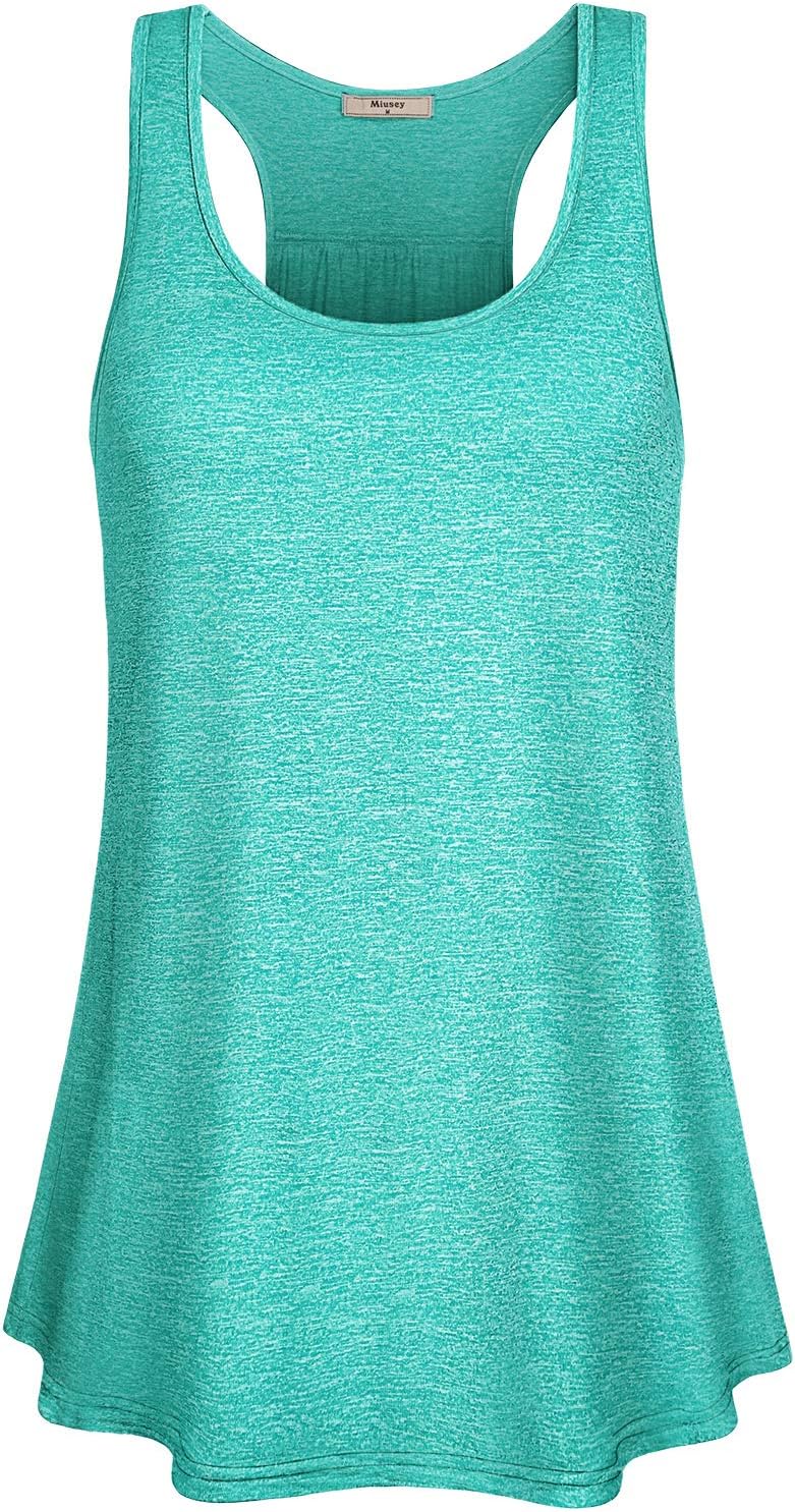 Miusey Womens Sleeveless Loose Fit Yoga Workout Racerback Tank Top
