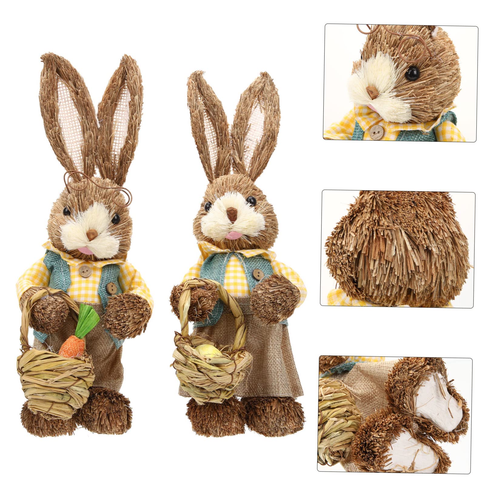 2 Pz Coniglio Di Paglia Fatto a Mano Giocattolo Per Bambini Decorazione Della Statua Del Coniglio Coniglietto Di Pasqua in Piedi Di Di Forniture Per Feste Amanti Cannuccia Carino