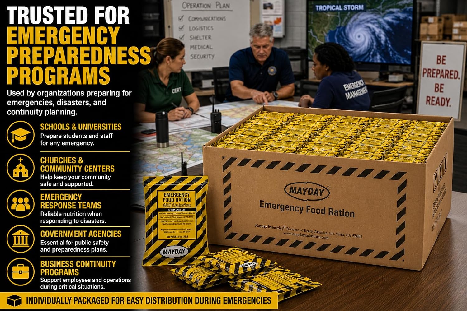 Mayday Emergency Food Ration Bars 400 Calories, 110 Pack Bulk Case, U.S. Coast Guard Approved Survival Food, 5 Year Shelf Life Emergency Food Supply, Ready to Eat Disaster Preparedness Food Bars