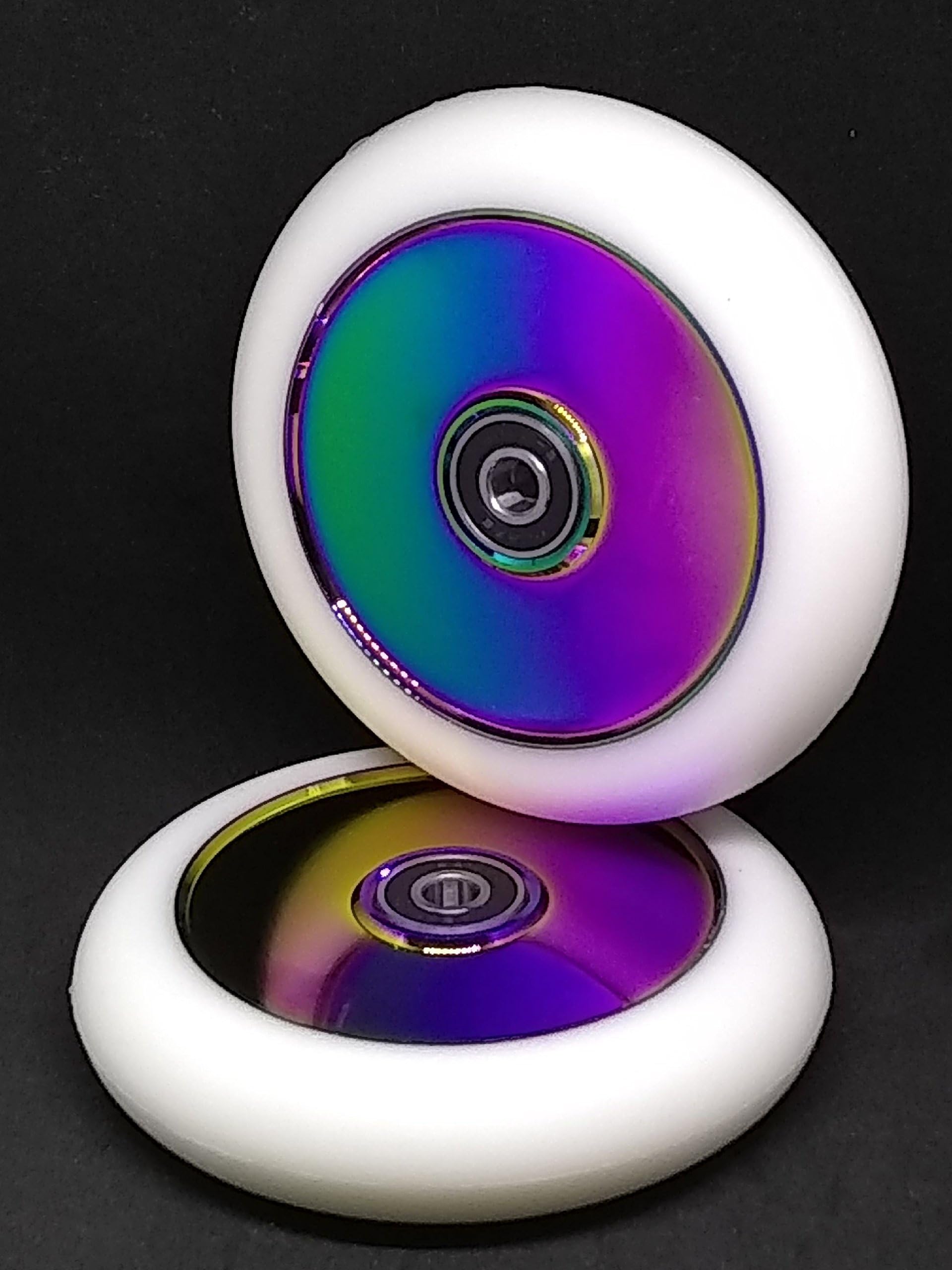 HMN Pro Neo Chrome Scooter Wheels with White Performance Tires