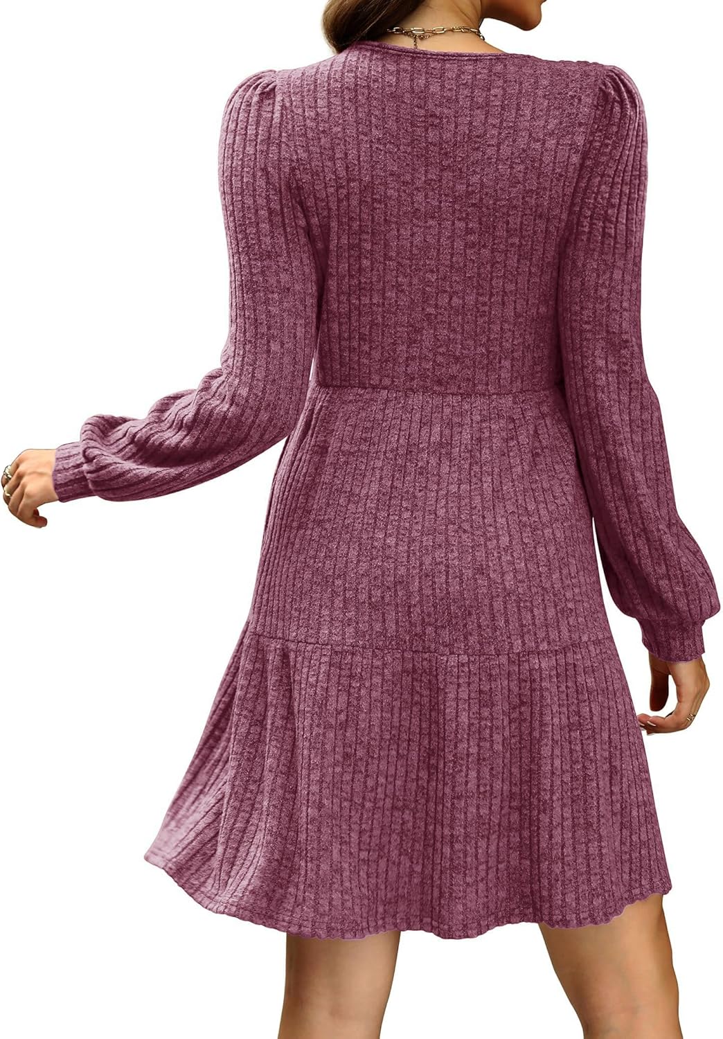 CzzzyL Womens Nursing Fall Dresses Square Neck Long Sleeve Winter Babydoll Dress with Pockets