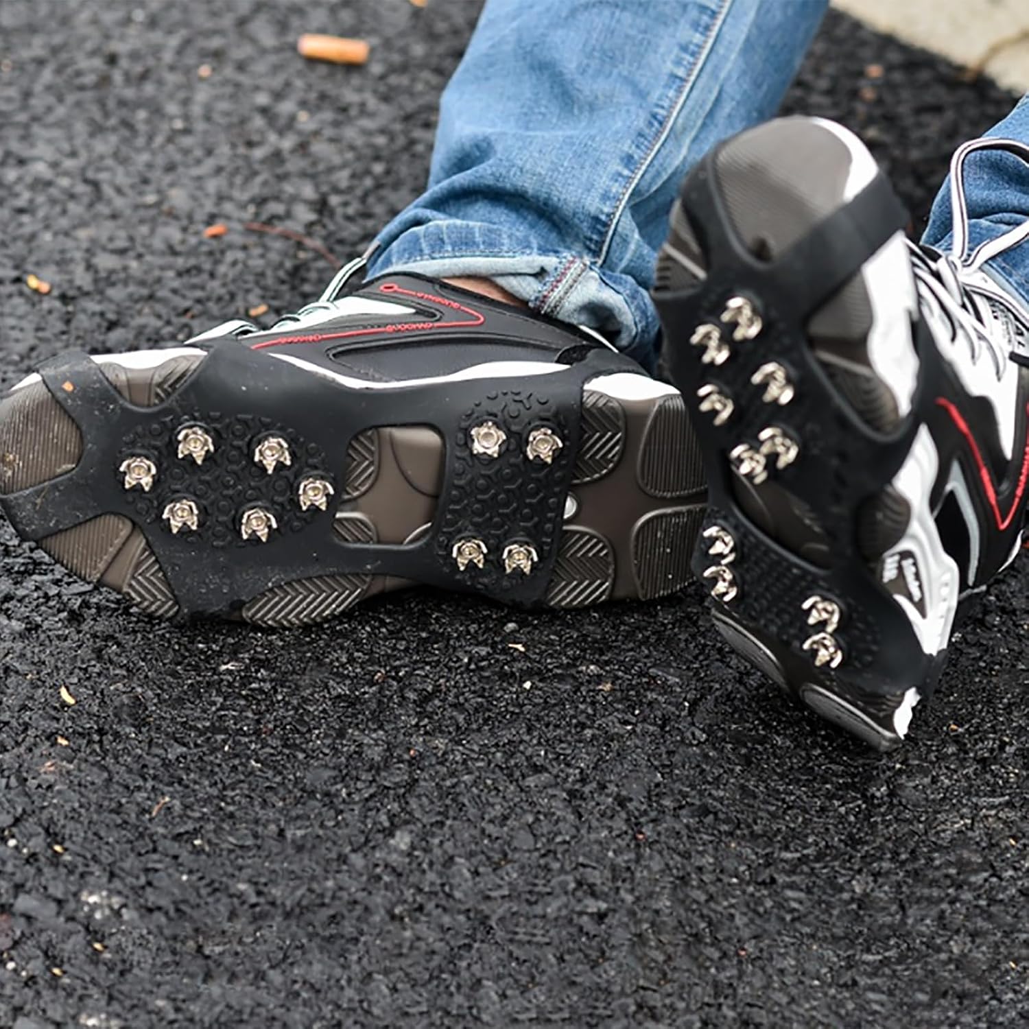 10 Spikes Snow Ice Grips Fit Boot/Shoes for Adults Hiking Walking on the Crampons Cleats Traction Cleats Winter Climbing Shoes