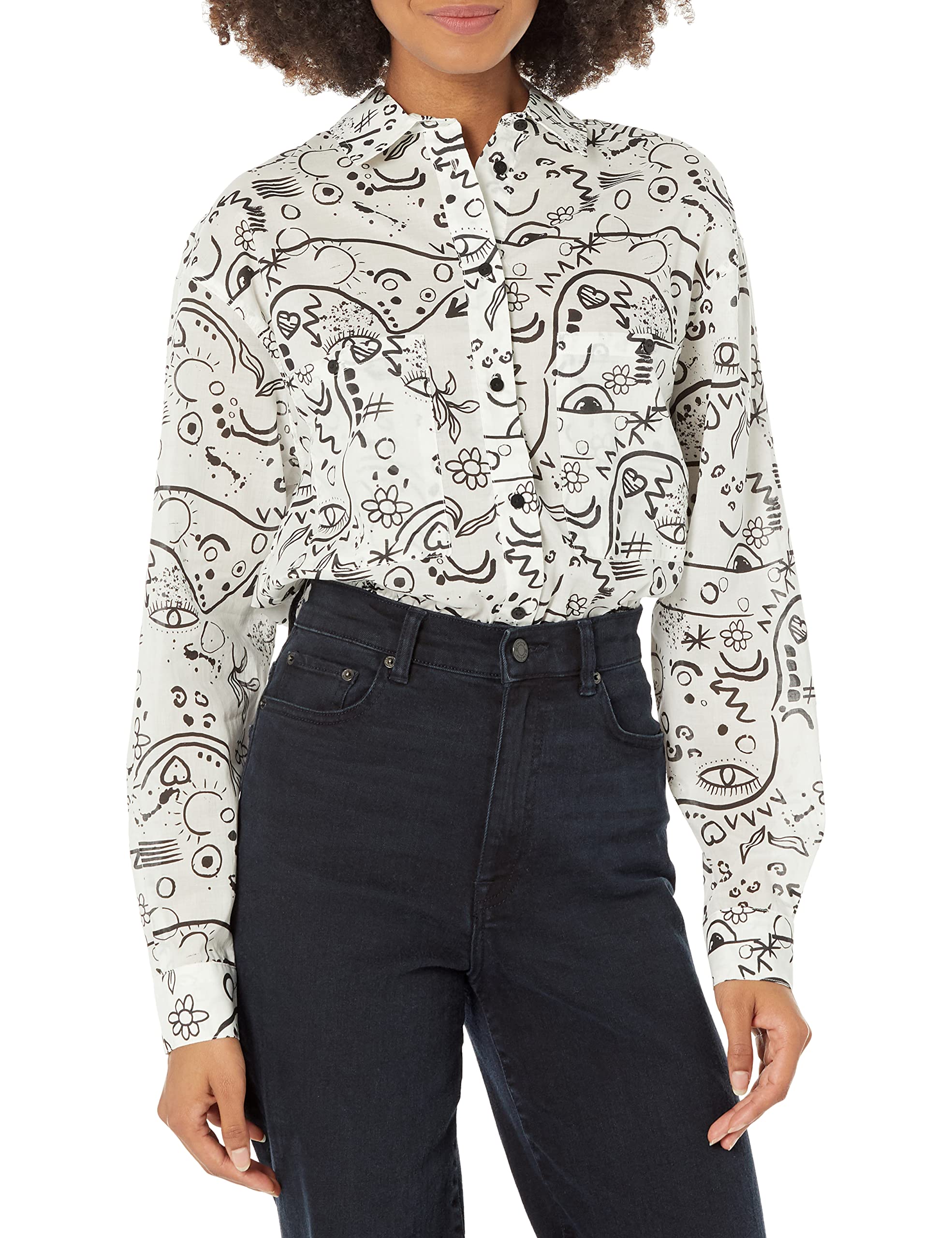 Desigual Women's Shirt Long Sleeve T, White, S