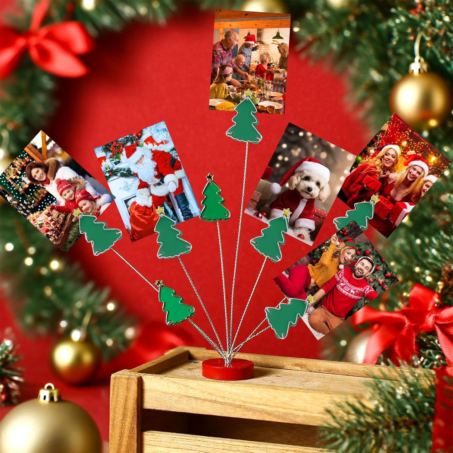 Colingmill Christmas Photo Tree Holder Clip 8 Branch Gift Card Clips Tree Picture Frame Holder Christmas Table Centerpiece for Memo Paper Note Photo Decorations