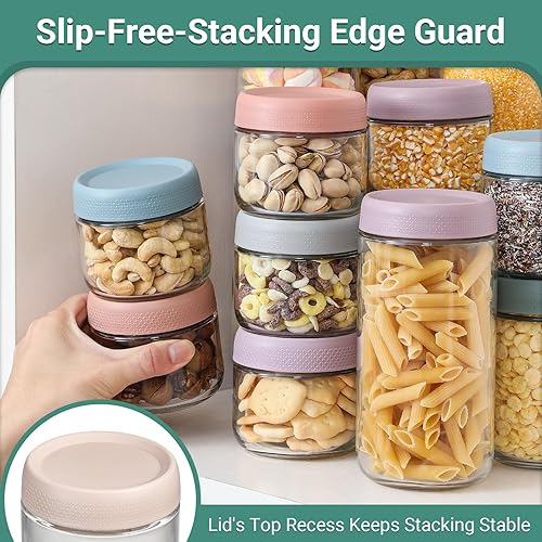 Miniatura 4 de NETANY Paquete de 6 tarros de vidrio de 8 onzas con tapas herméticas, recipientes de avena con tapas, tarros de ensalada Mason de boca ancha,