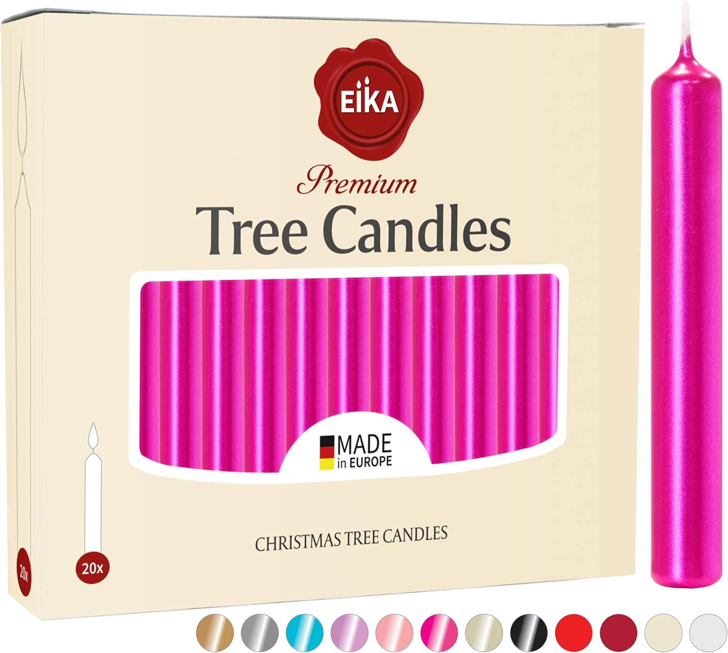 Eika Premium Christmas Tree Candles Set of 20 Traditional