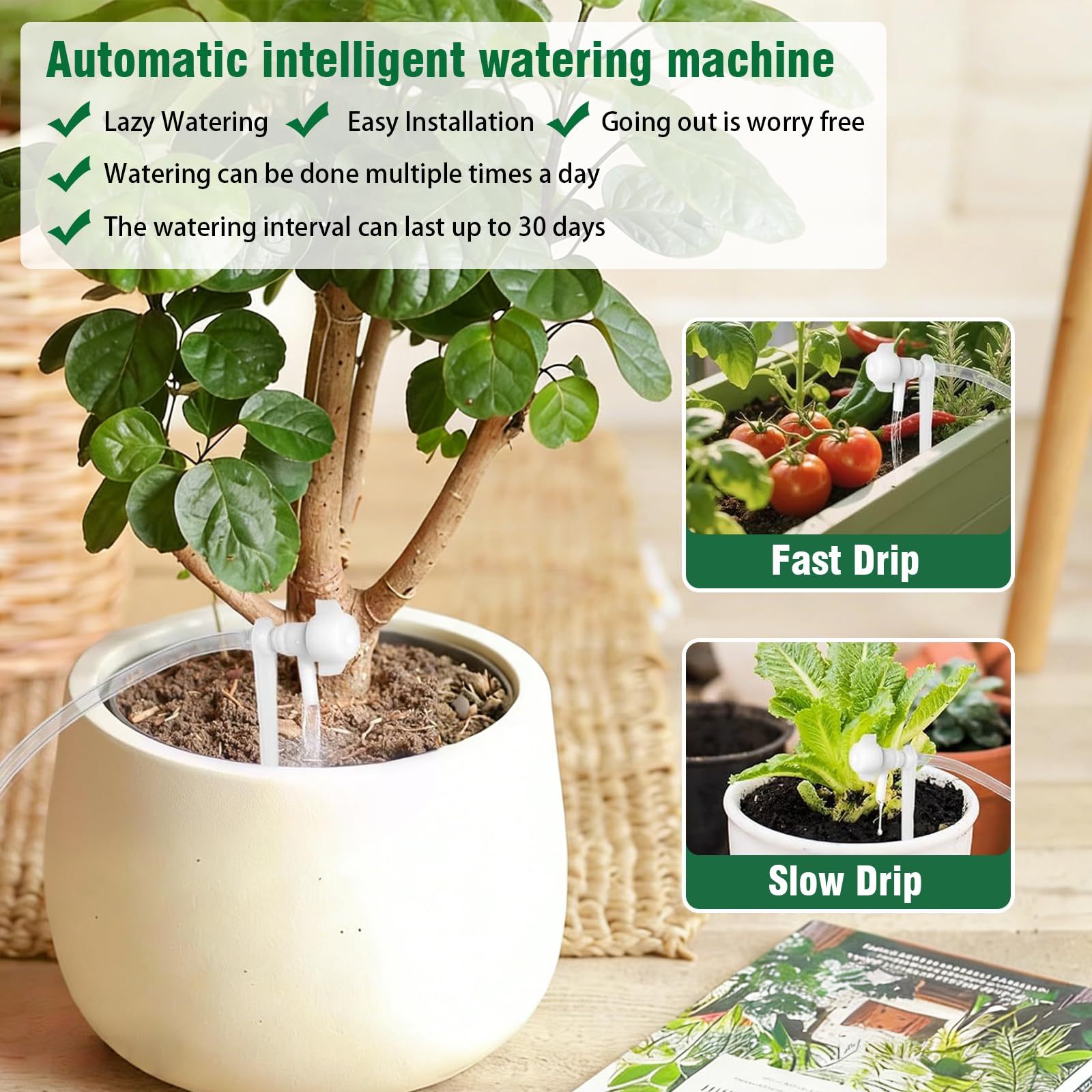 Programmatore di Irrigazione, Dotato di Timer Irrigazione e Funzione Antisifone, Questo Impianto Irrigazione Terrazzo per Vasi è Ideale per Balconi e Giardini, 15 Vasi