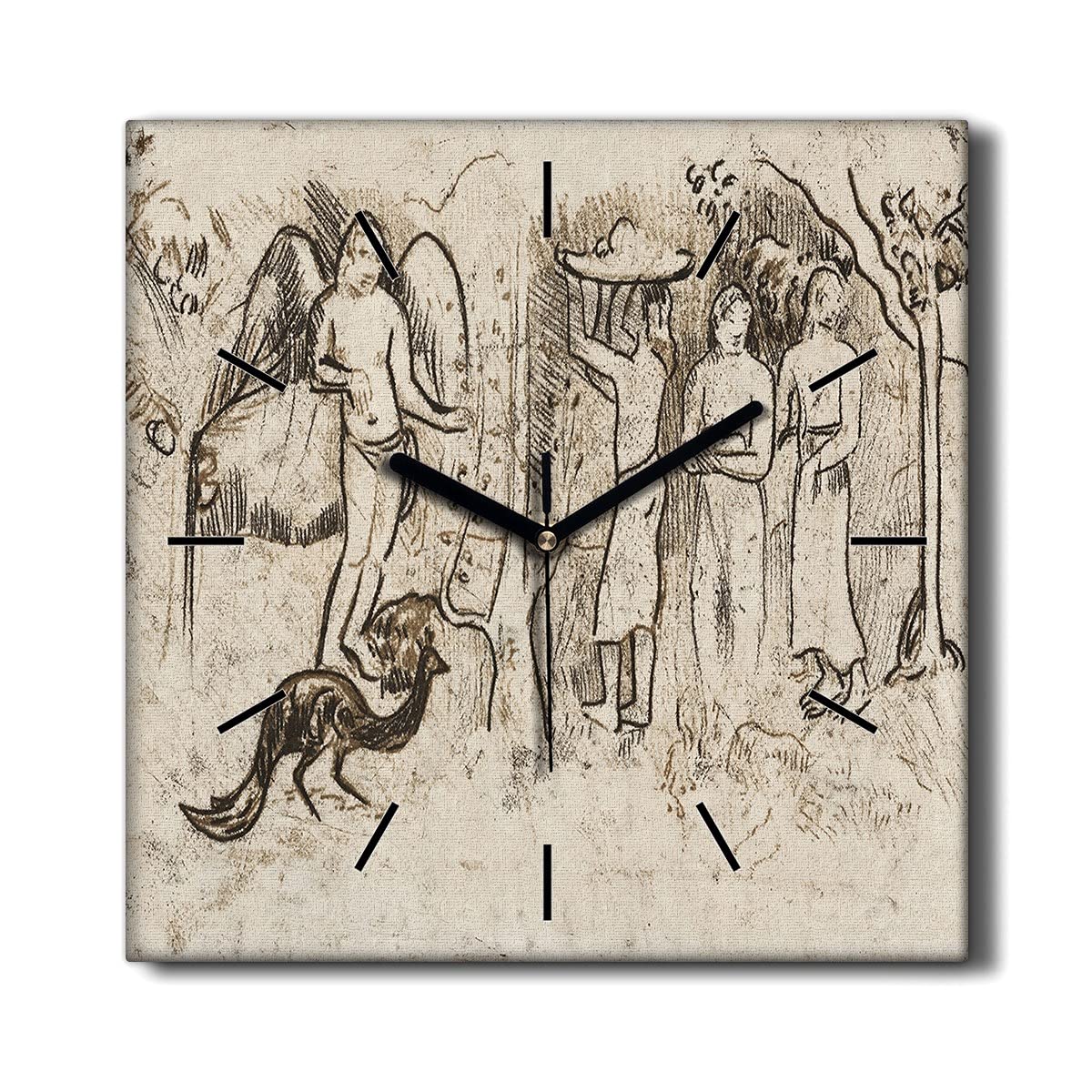 Horloge sur Toile Salon Gauguin Décoration Murale 30x30 sans tic-tac