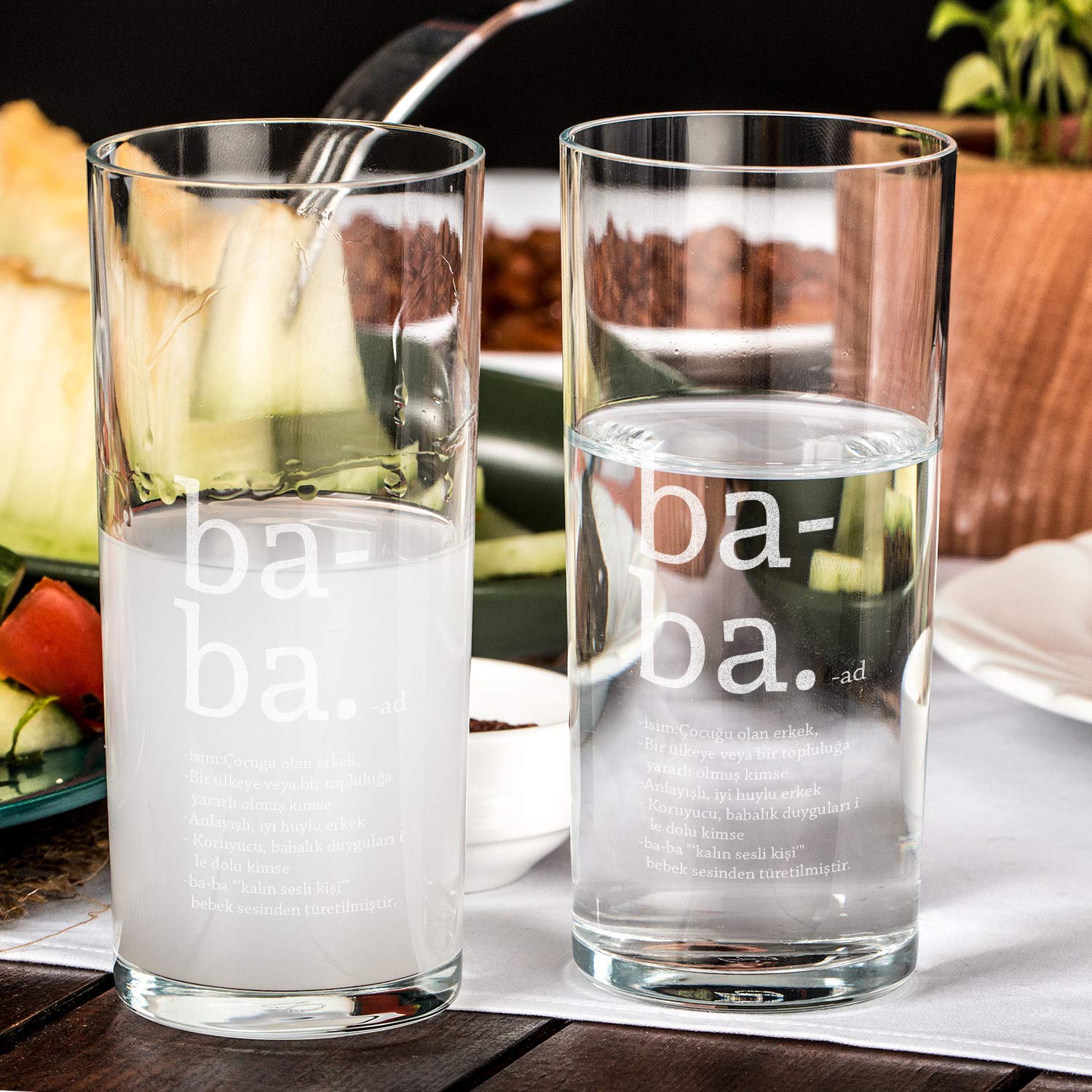 Hediyesepeti Baba Tanımı Tasarımlı Ahşap Kutulu Rakı Seti