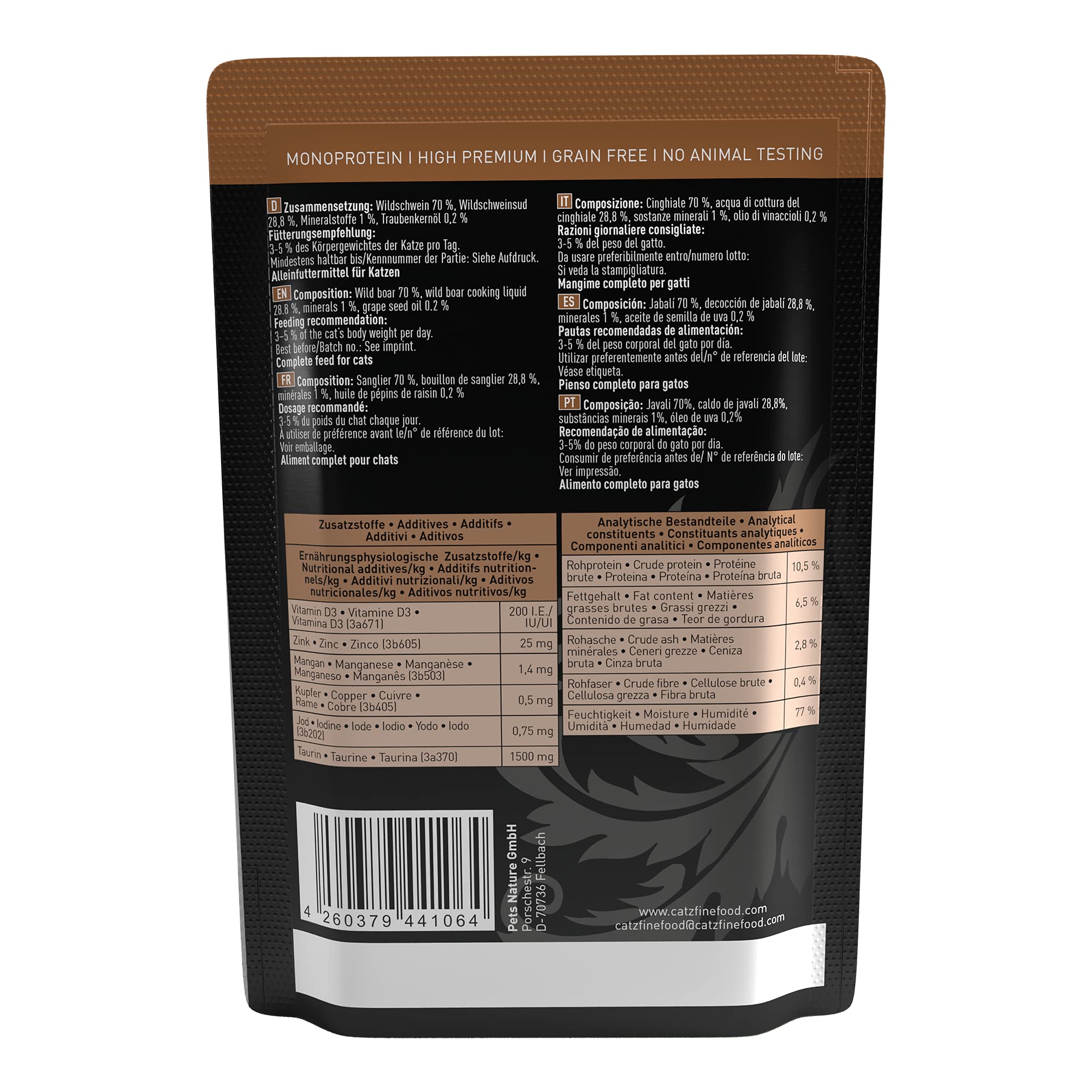 Catz Finefood Organic – Cibo Umido Bio Per Gatti Al Pollo Monoproteico, 6x85 G, Made In Germany