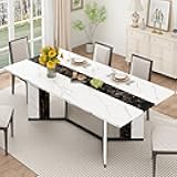 chartustriable 71 inch Dining Table for 4 5 6 Person|Farmhouse Rectangular Wood Kitchen Table W/Waterproof Tabletop,Dining Room Tables W/Adjustable Legs,Large Dinner Tables for Kitchen Living Room