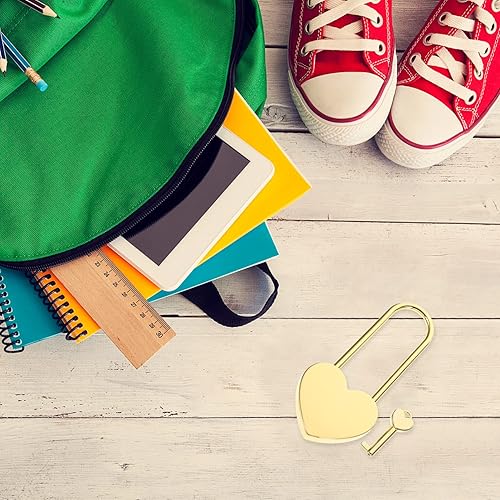 Miniatura 9 de Toddmomy 1 candado pequeño en forma de corazón, cerradura de corazón de metal con llave para caja de joyería, caja de almacenamiento, libro diario,